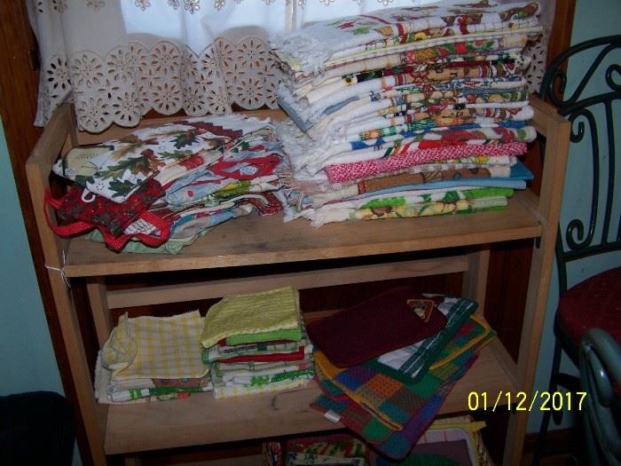 mostly New Dish Towels,   new Pot Holders, and a few new Dish Cloths & more 