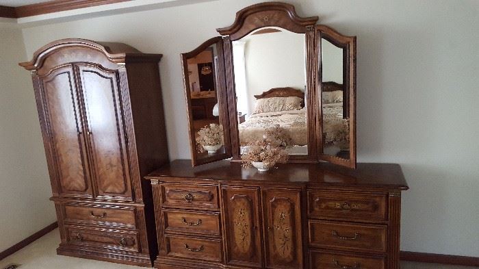Triple Dresser and Armoire also has matching headboard and 2 nightstands