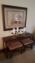 Console Table with 2 under storage benches