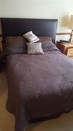 Double bed with black pleather headboard w/frame