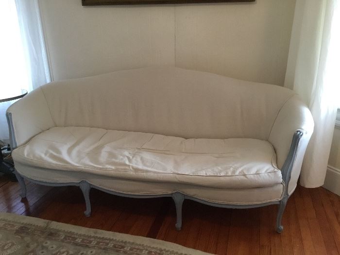 French sofa with heavy linen fabric