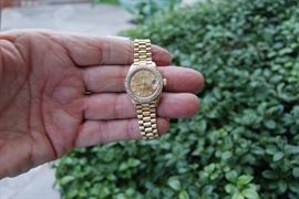 100% GENUINE LADIES 18K ROLEX PRESIDENT DATEJUST WITH DIAMOND BEZEL AND DIAL - WORKING AND READY TO WEAR ANYWHERE