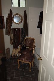 LEOPARD PATTERNED CHAIR, SCARFS AND BOOTS