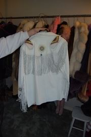 WHITE LEATHER BEADED JACKET