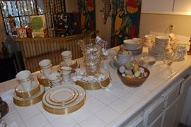 WHITE CHINA WITH 24K GOLD TRIM