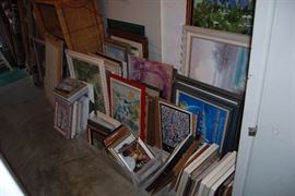DOZENS OF FRAMED ARTWORKS