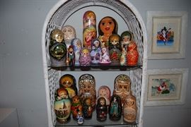 Russian lacquer stacking units by Fedoskino