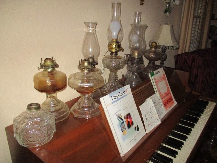 Collection of vintage and antique oil lamps