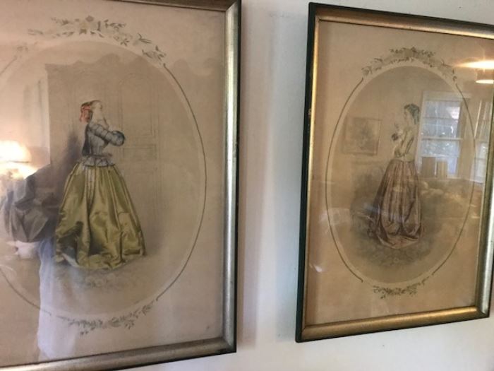 Pair of antique fashion prints