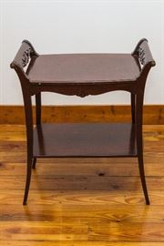 1930's Mahogany Side Table W/Stretcher Shelf.  29"T x 24W x 14"D  90.00