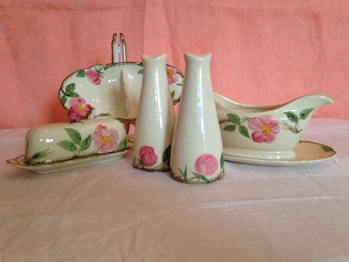 Vintage Desert Rose Franciscan China:  Ashtray:  12.00  Covered Butter Dish:  30.00  S & P:  33.00  Gravy Boat:  18.00