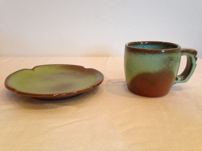 Frankoma Pottery:  Mug:  4.50 ea. (8 available)   Saucer or Bread & Butter:  3.75 ea.  (6 available)