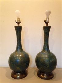 MCM Ceramic Lamps w/Molten Glaze:  120.00 pair