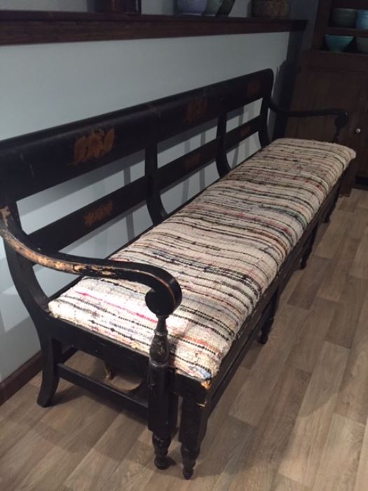 Rare painted Victorian bench with pull out platform bed