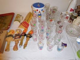 shock top tap knobs, Griesedieck glass and other assorted beer glasses