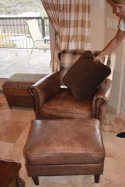 Nice leather chair & ottoman