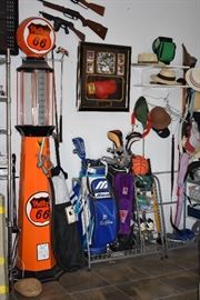 Just a couple of golf bags and clubs