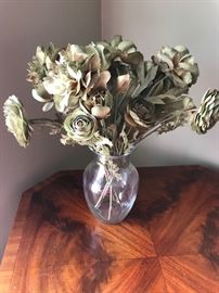 Green silk floral vase