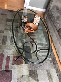 Oval glass coffee table