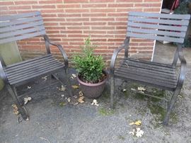 2 Crate & Barrel Metal Yard Chairs