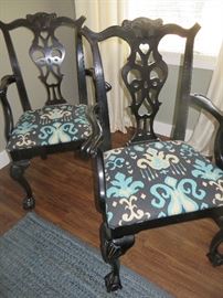 2 vintage dining arm chairs with modern Upholstered seats
Jute Pottery Barn large area rug