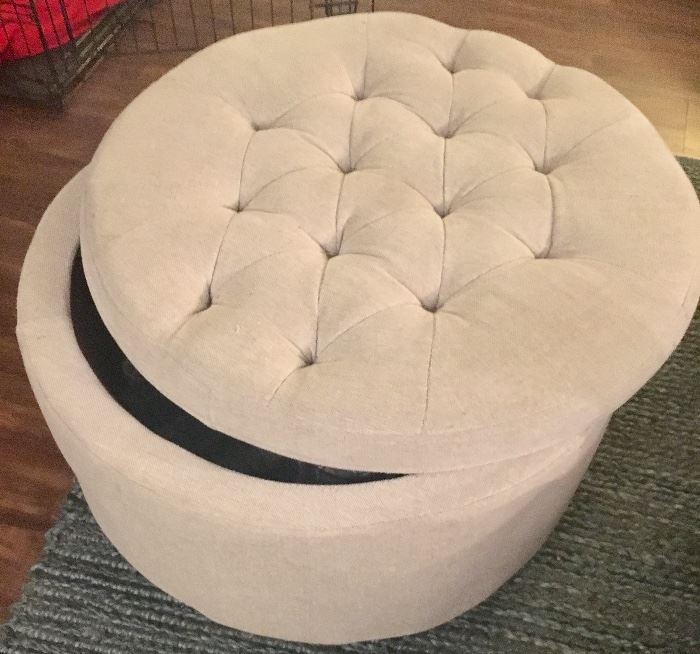 Round Upholstered Storage Ottoman