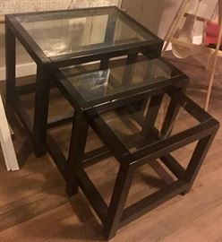 3 black & glass stack tables