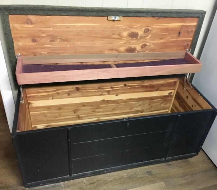 Cedar lined hope chest with cushioned Seat top