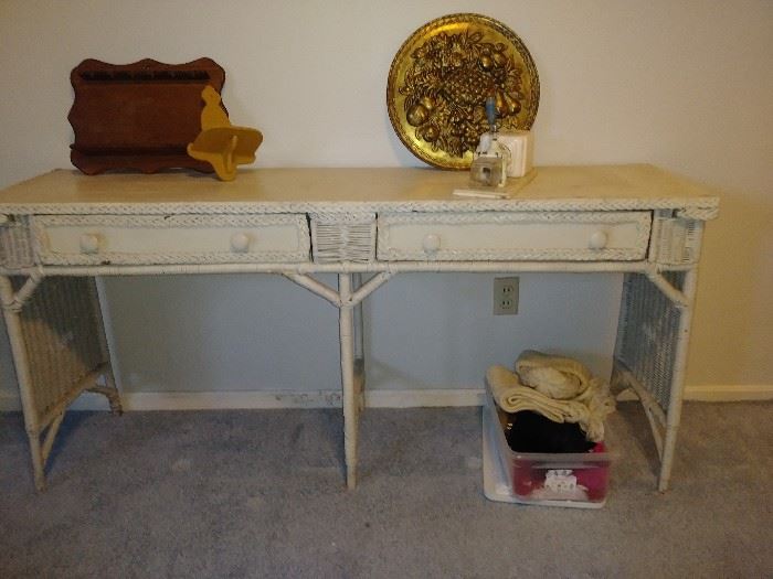 vintage wicker wall table