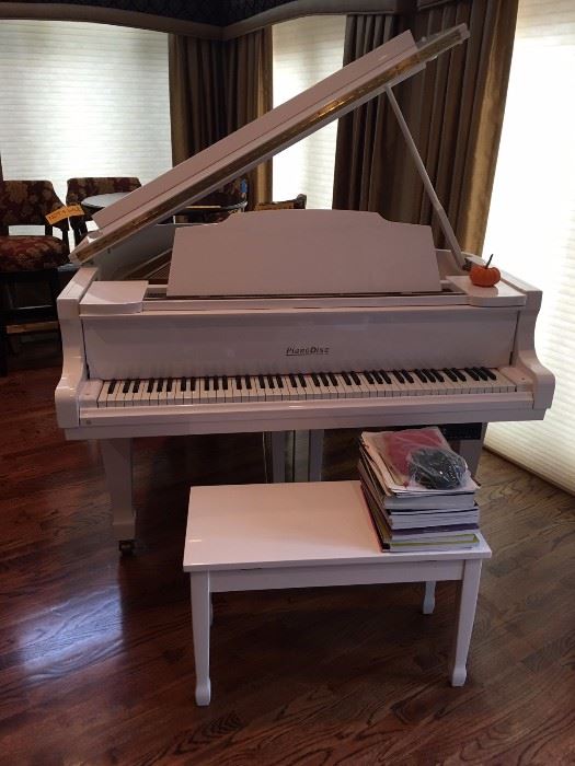 White Lacquer Young Chan Disc Piano with Discs