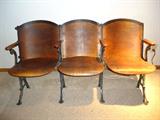 St Charles Opera House Oak and Iron Seating. Excellent Condition