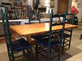 Pine Table with 4 Ladder Back Chairs