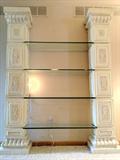 One of a Kind Grecian Shelving Unit with Hidden Storage-Investigate for Yourself!