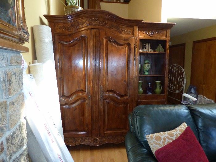 Three section Armoire with display and storage (only 2 sections in the pictures),