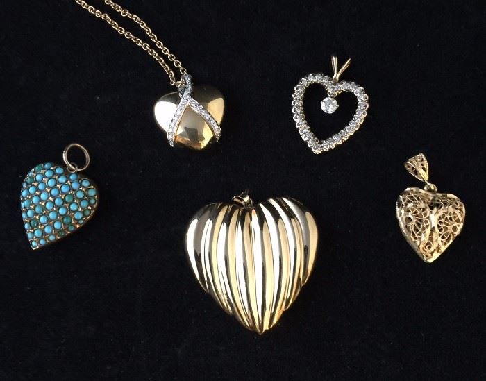 Gold hearts vintage and contemporary