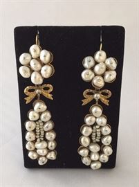 Pearl and gold earrings