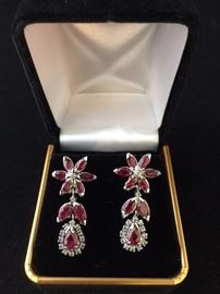 Ruby and sterling earrings