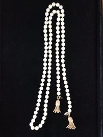 Pearls and 14k tassels necklace