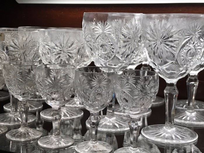 Beautiful vintage cut crystal glasses for you holiday table. Many Patterns