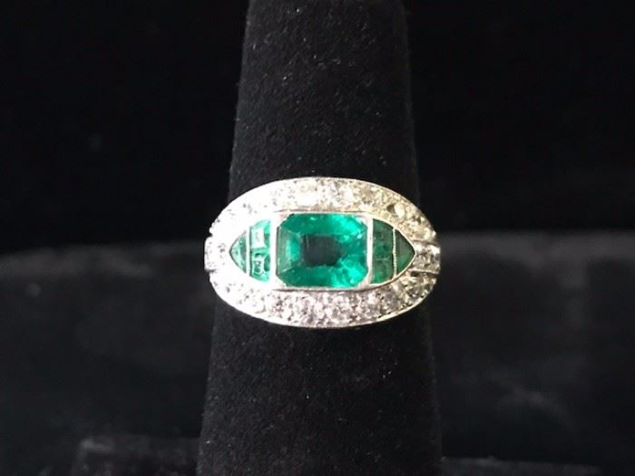 Antique emerald and diamond ring  size 5  Reg. $6500.  Sale  $3950.