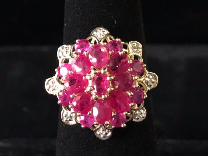 Ruby and diamond ring  size 6. 