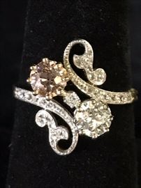 Antique two color diamond ring. Size 7 1/4 . Was $4900.  Now $ 2450.