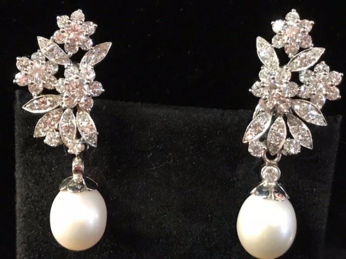 Gorgeous diamond and pearl earrings