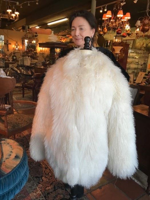 Mongolian curly lamb fur coat  1400. On sale 700. Designed by Samuel Spritzer    Size M