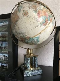 Beautiful Globe on Marble and Brass Stand