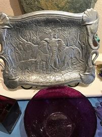 RARE Arthur Court Elephant Tray- Pewter-Large