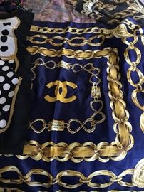 2 Authentic Chanel Silk Scarves