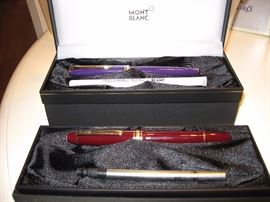 Montblanc pens discontinued Meisterstuck burgundy rollerball and discontinued Generation purple rollerball