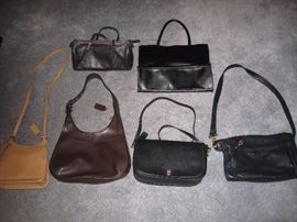 Bottom row Left to right three Coach and one Stone mountain. Top row Dooney and Bourke and Leather bag no name.
