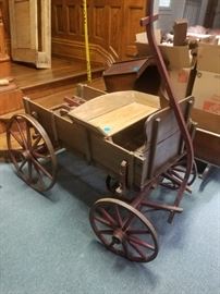 Antique wagon with skis for winter!